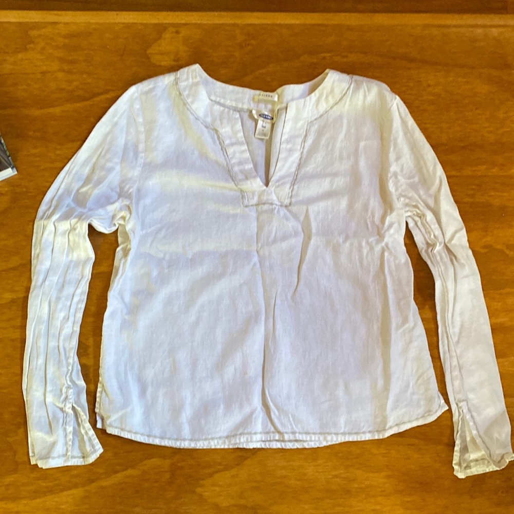 Old Navy peasant top, linen with edging detail